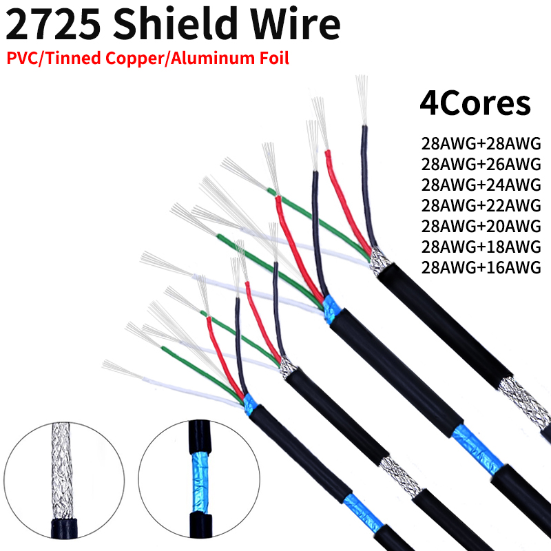 Diy Electronics Audio - 2M/10M Shielded Wire 28AWG - 16AWG