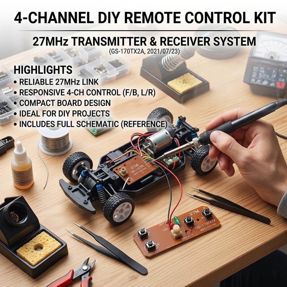 27MHz Remote Control Kit 4CH W - Diy Electronic Modules 评论和价格