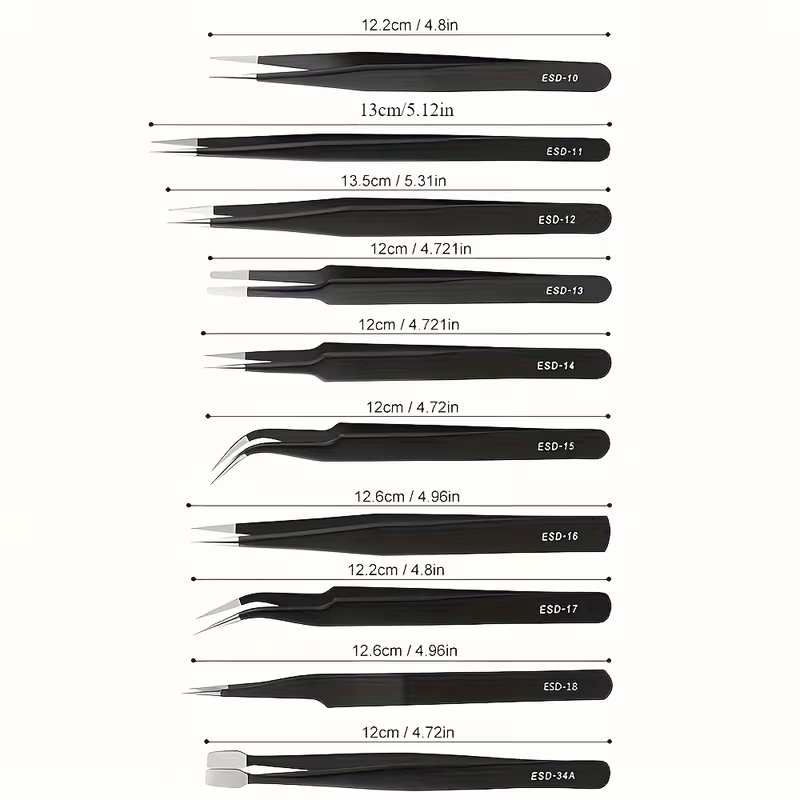 10Pcs ESD Anti‑Static Tweezers - Diy Electronics Art 评论和价格