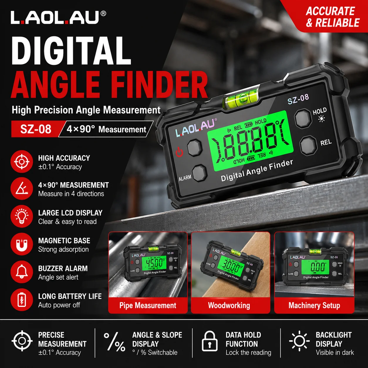 Digital Angle Gauge With Level - Diy Electronics Websites 评论和价格